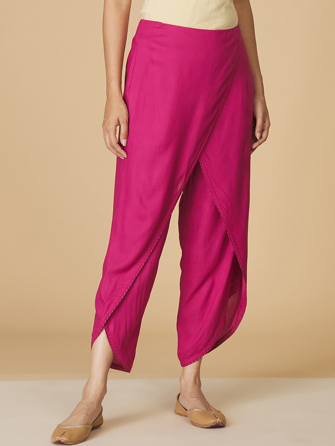 

Fabindia Women Mid-Rise Dhotis Pants, Fuchsia