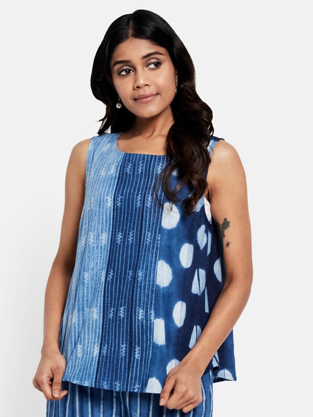 

Fabindia Geometric Print Cotton Top, Blue