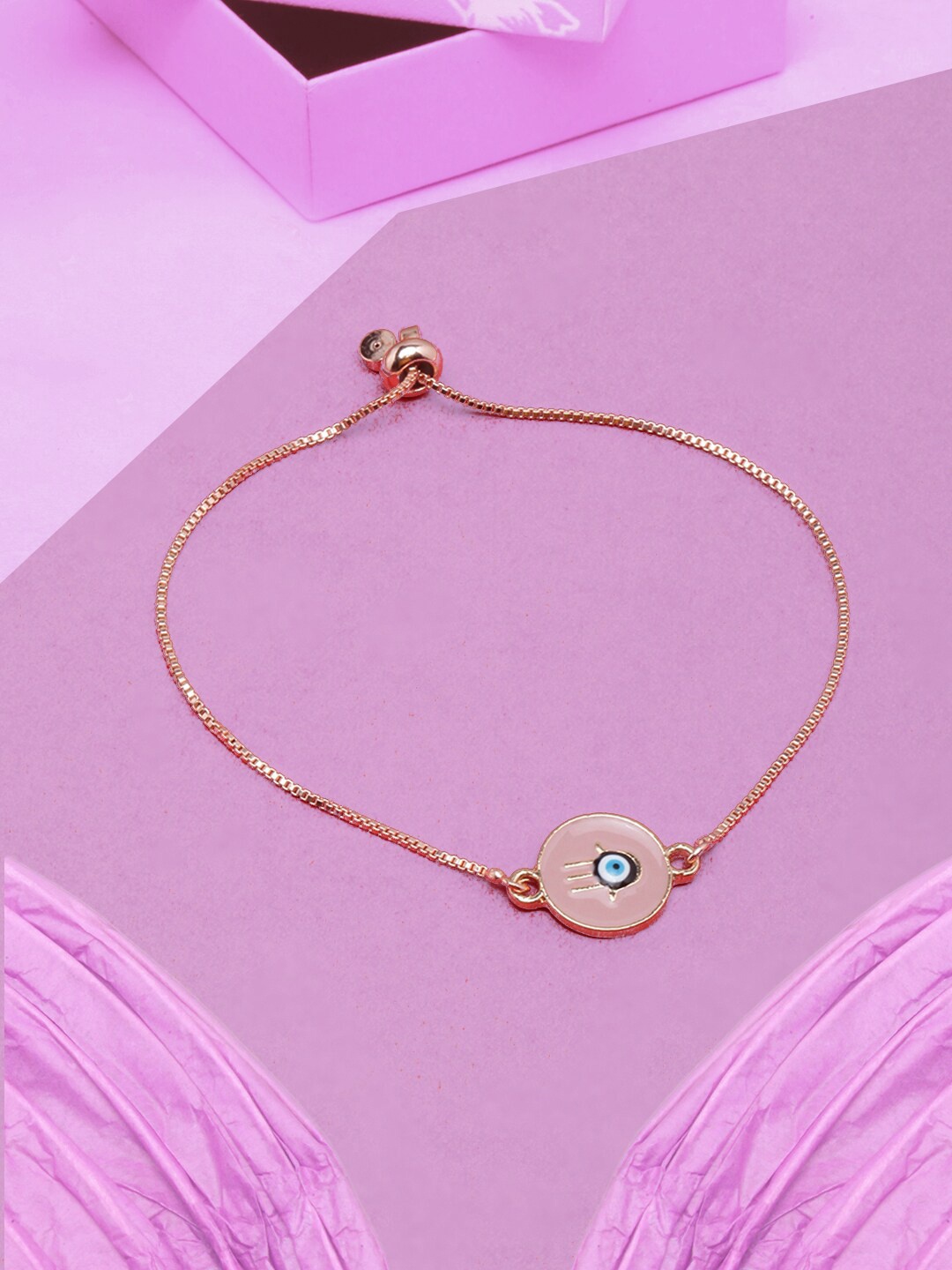 

DIVA WALK Women Brass Enamelled Rose Gold-Plated Charm Bracelet