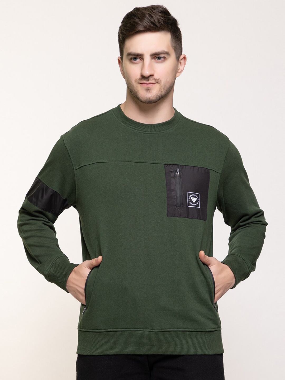 

Club York Men Green Cotton Sweatshirt