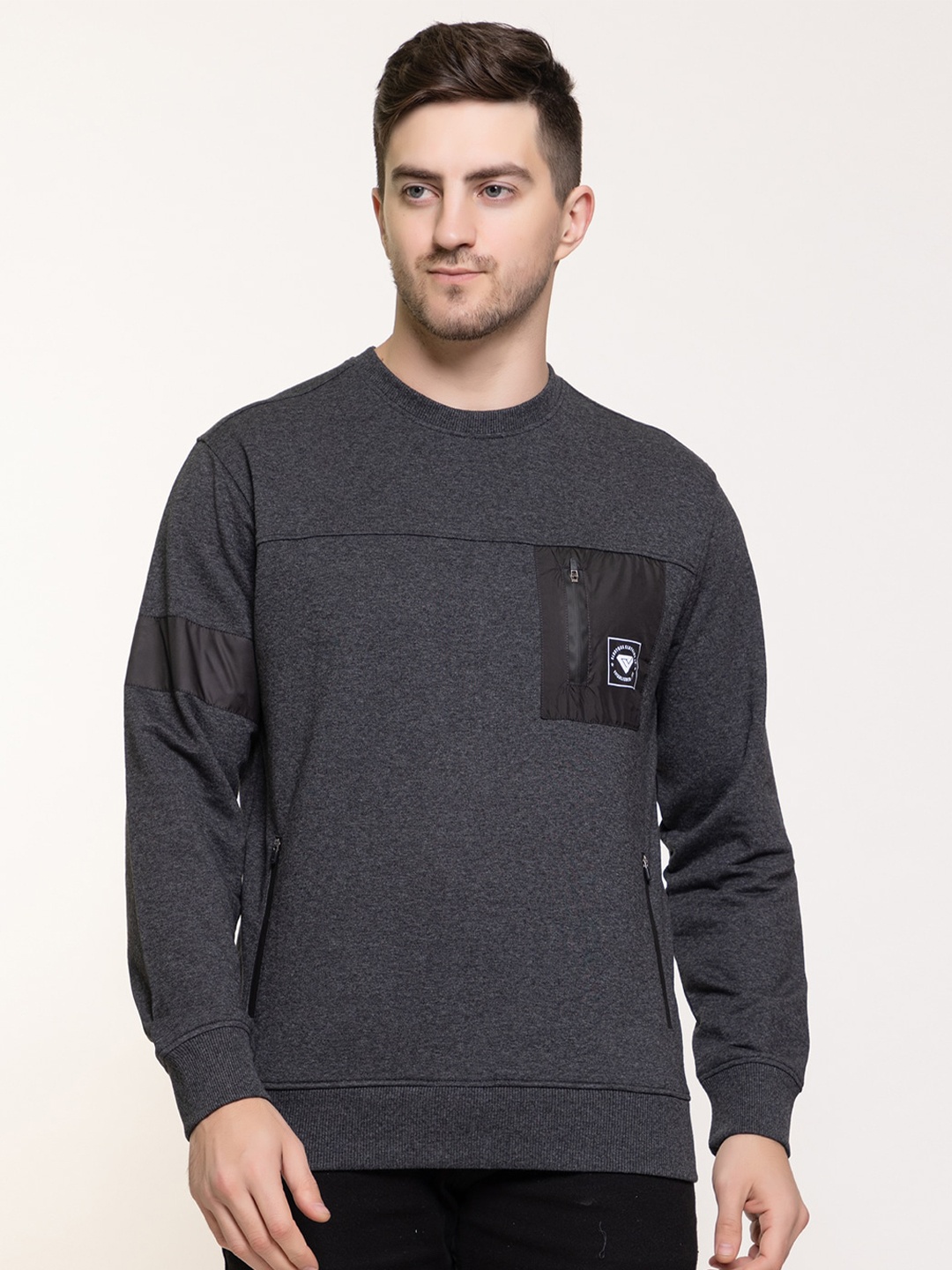 

Club York Round Neck Cotton Sweatshirt, Charcoal