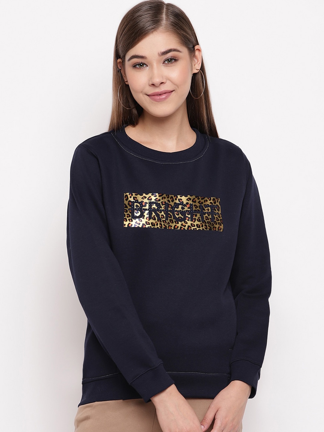 

Miss Grace Women Navy Blue Printed Sweatshirt