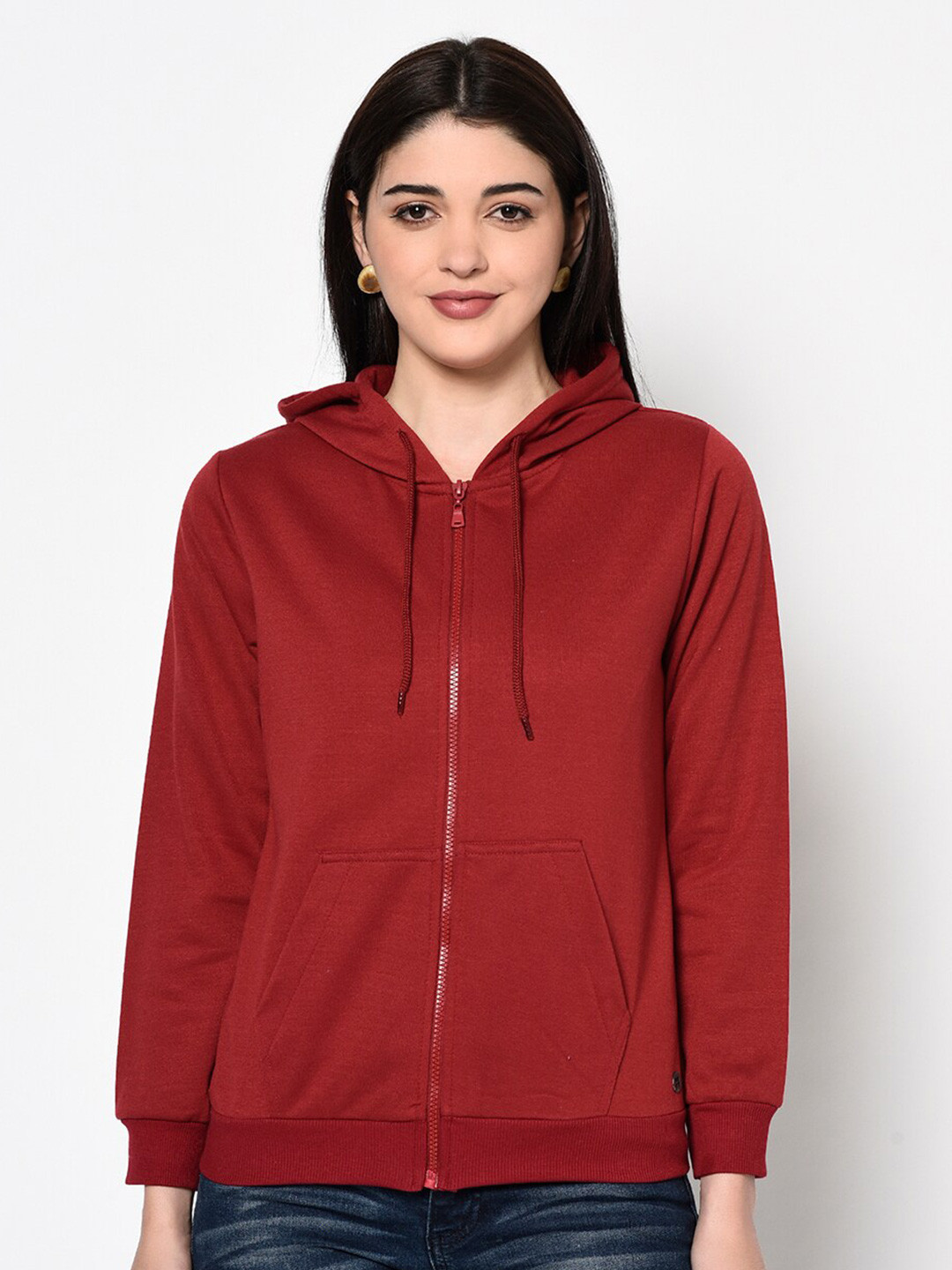 

Miss Grace Women Maroon Hooded Sweatshirt