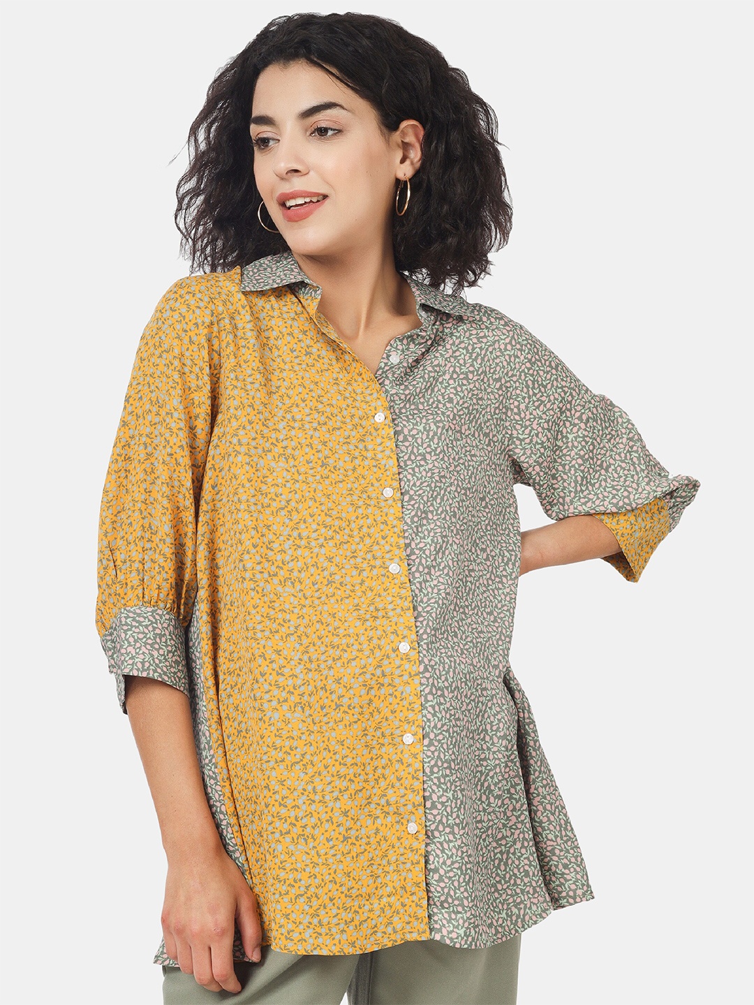 

angloindu Floral Printed Maternity Shirt, Green