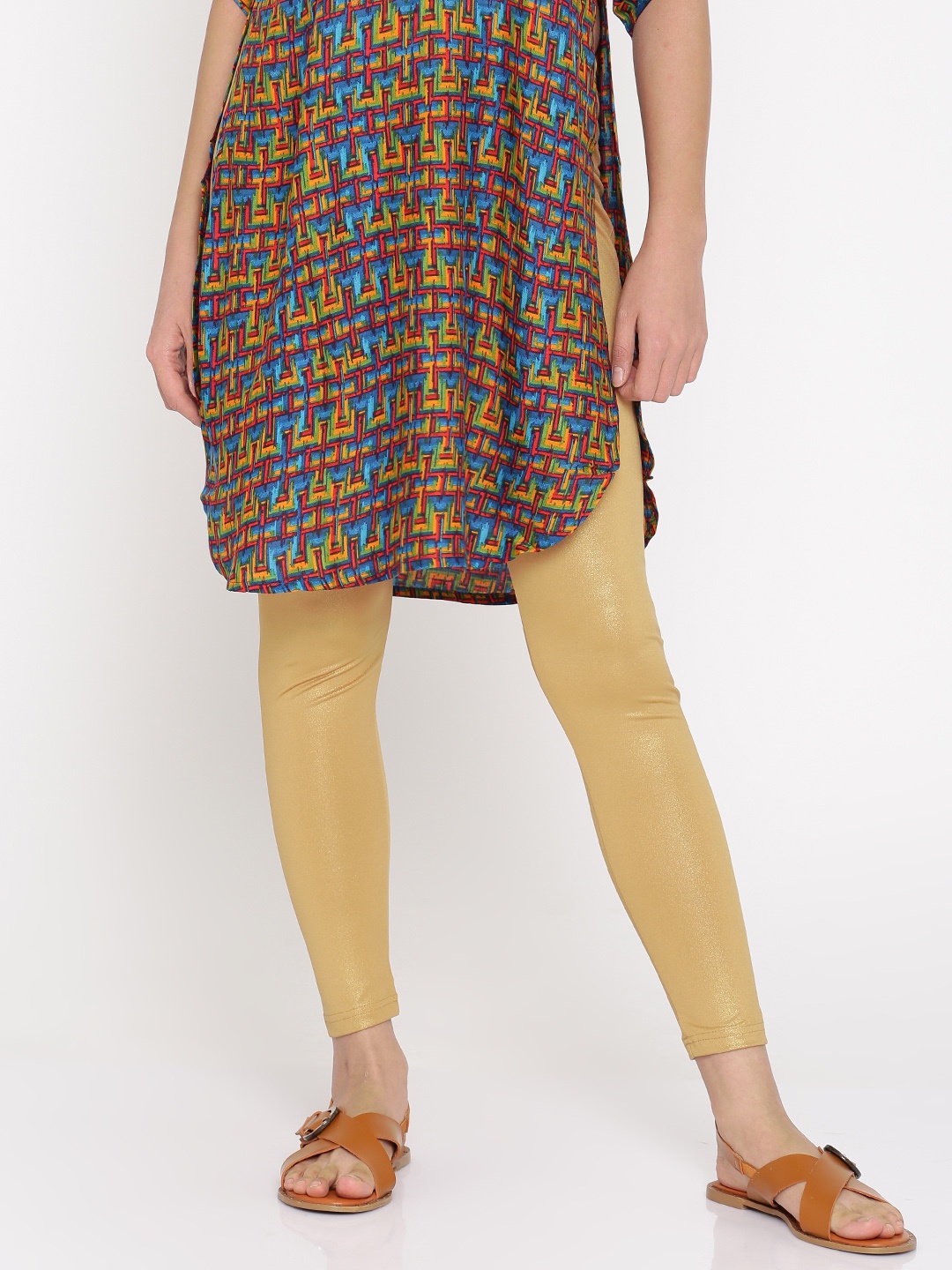 

Global Desi Gold-Toned Leggings