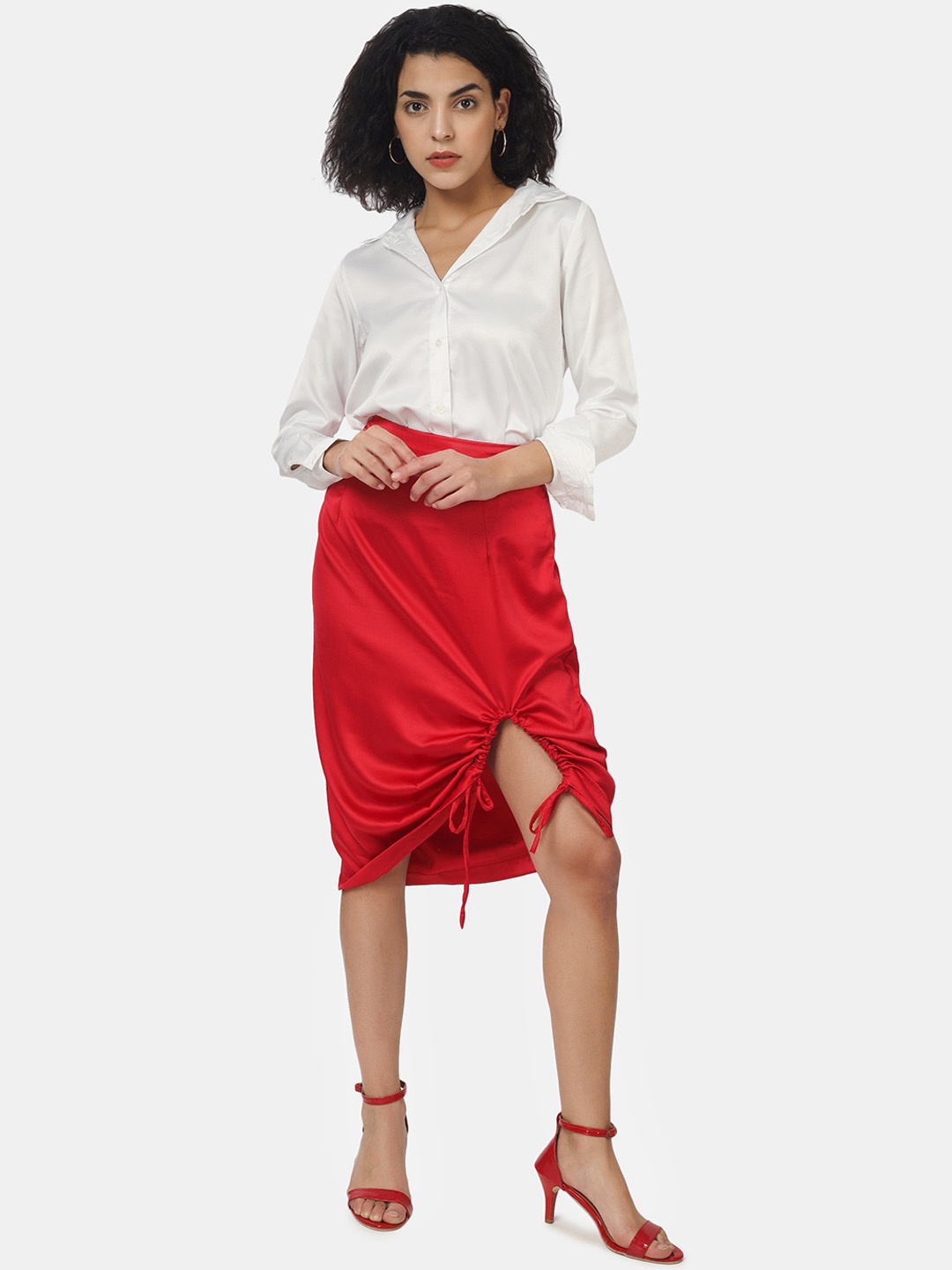 

angloindu Women Shirt & Skirt Co-Ords Set, White