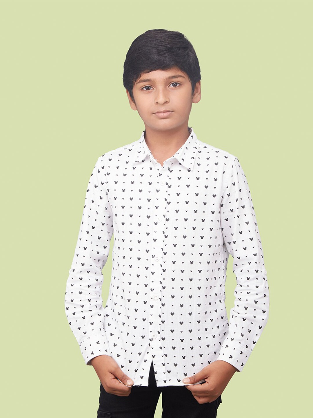 

Zalio Boys Printed Cotton Casual Shirt, White