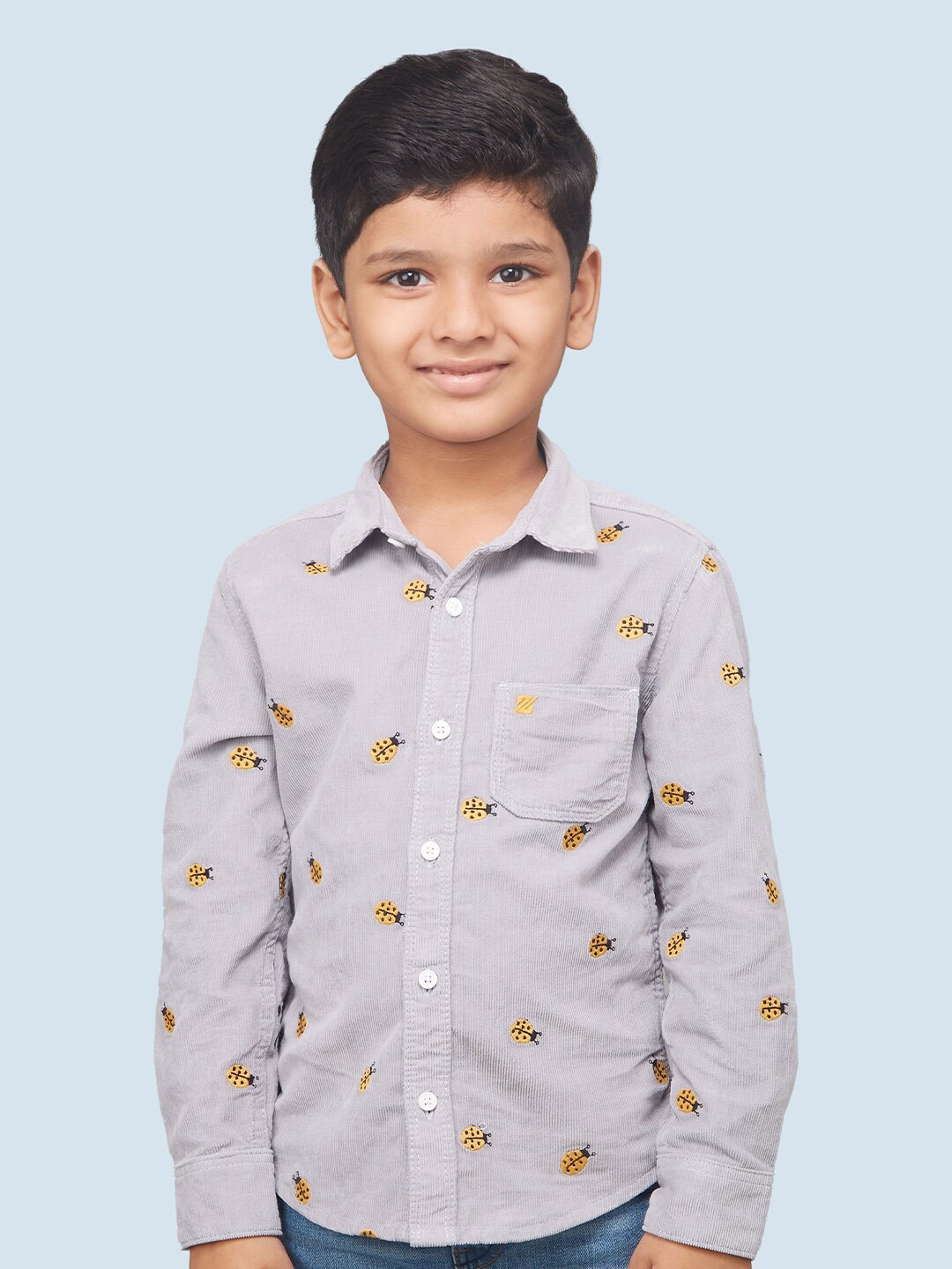 

Zalio Boys Printed Casual Shirt, Grey