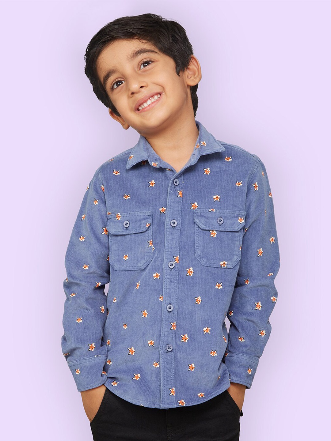 

Zalio Boys Printed Casual Shirt, Blue