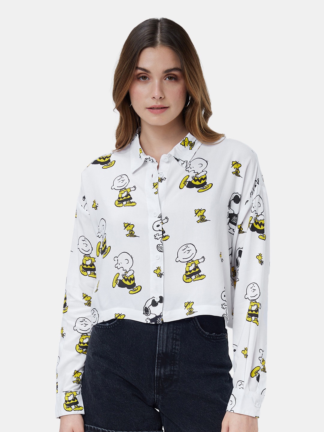 

The Souled Store Women Boxy Printed Casual Shirt, White