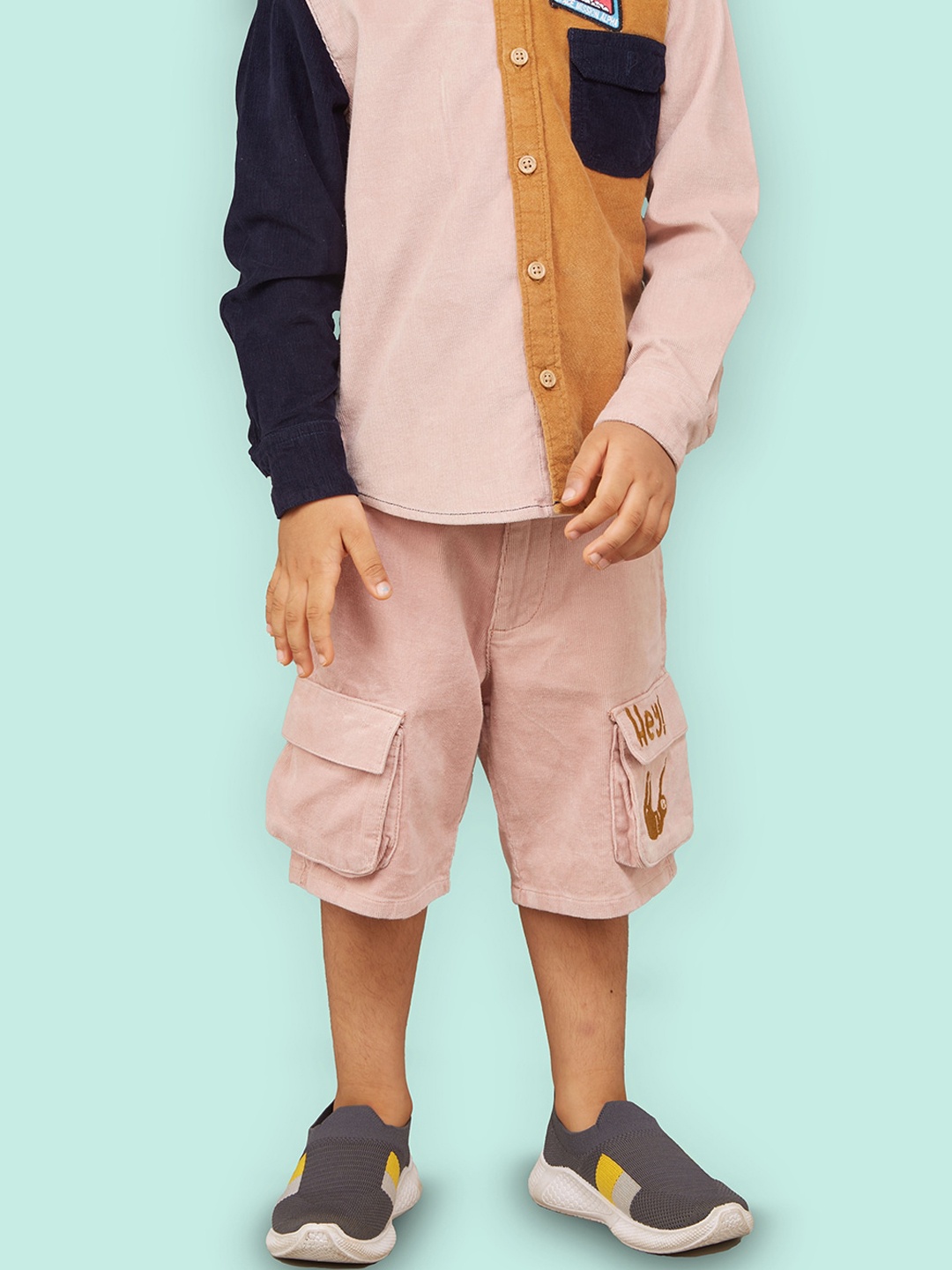 

Zalio Boys Cotton Cargo Shorts, Pink