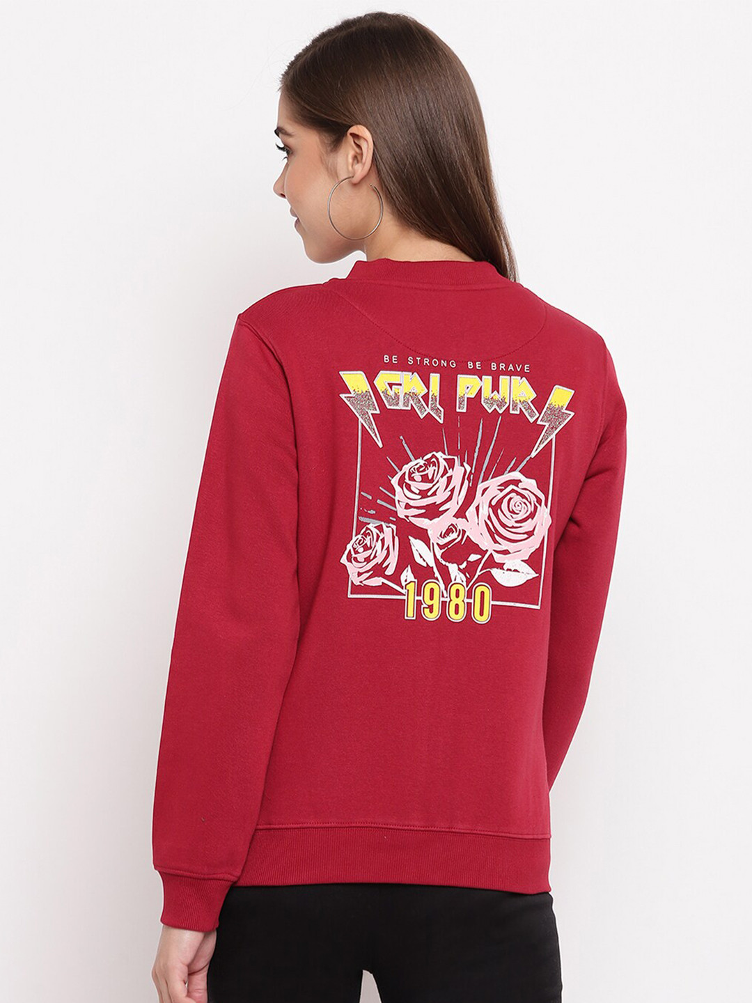 

Miss Grace Women Maroon Printed Sweatshirt