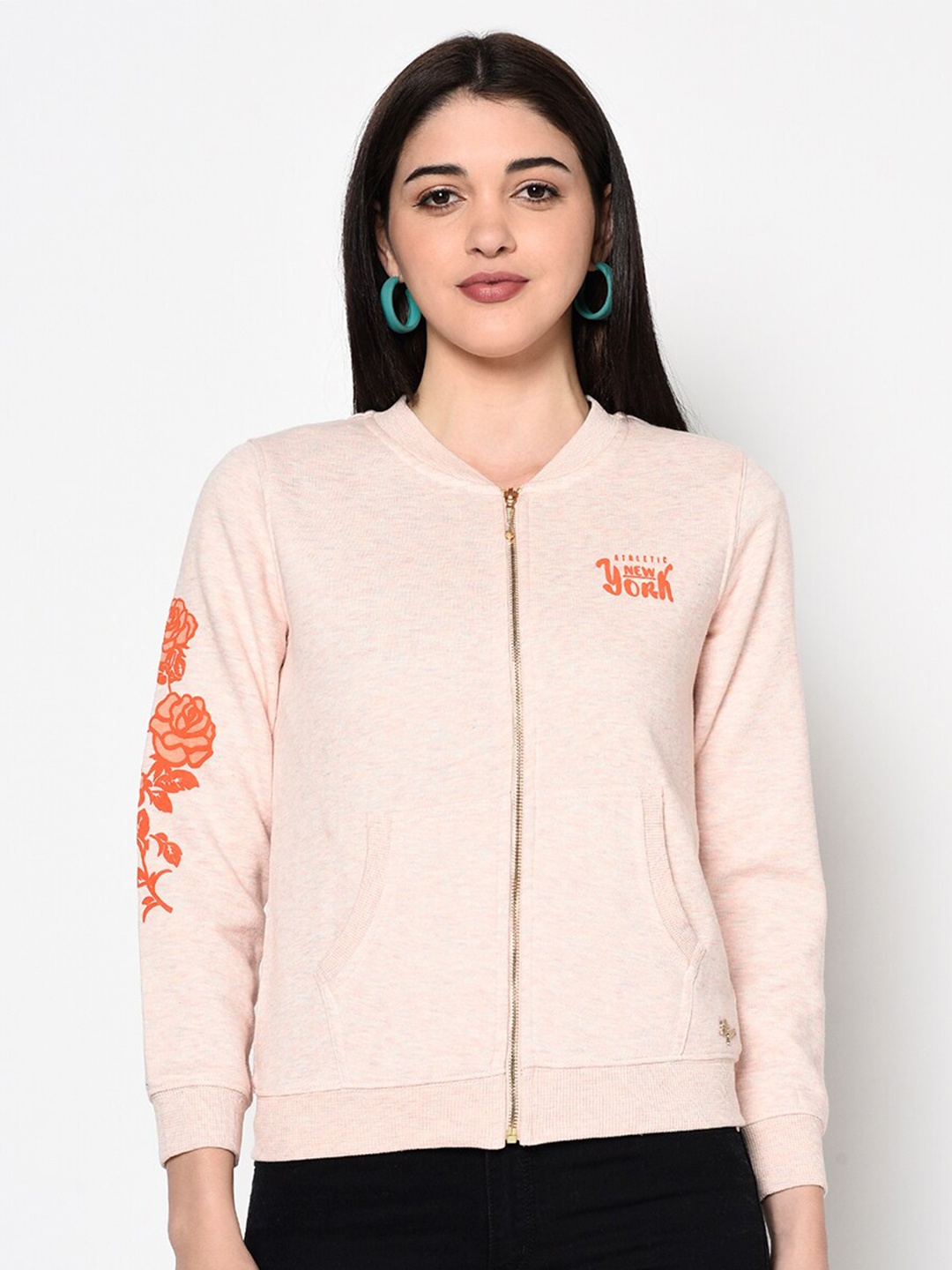 

Miss Grace Front-Open Cotton Sweatshirt, Orange