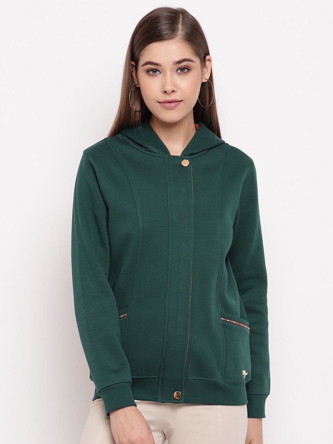 

Miss Grace Women Hooded Cotton Sweatshirt, Green