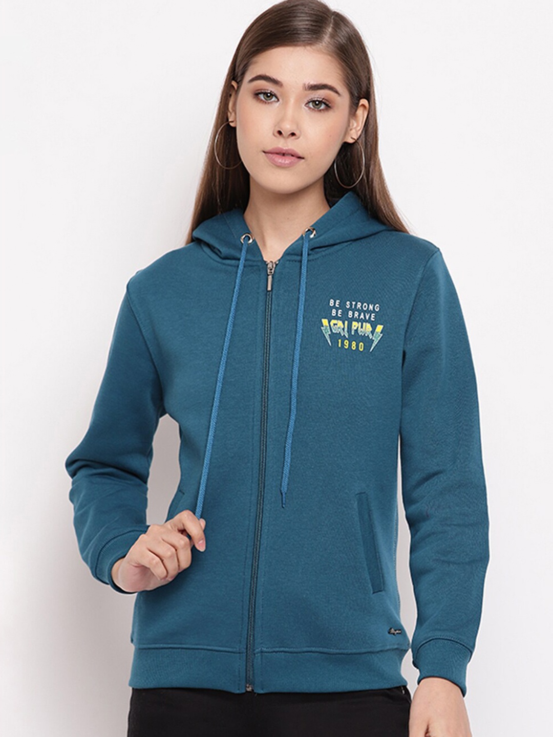 

Miss Grace Women Hooded Cotton Sweatshirt, Teal
