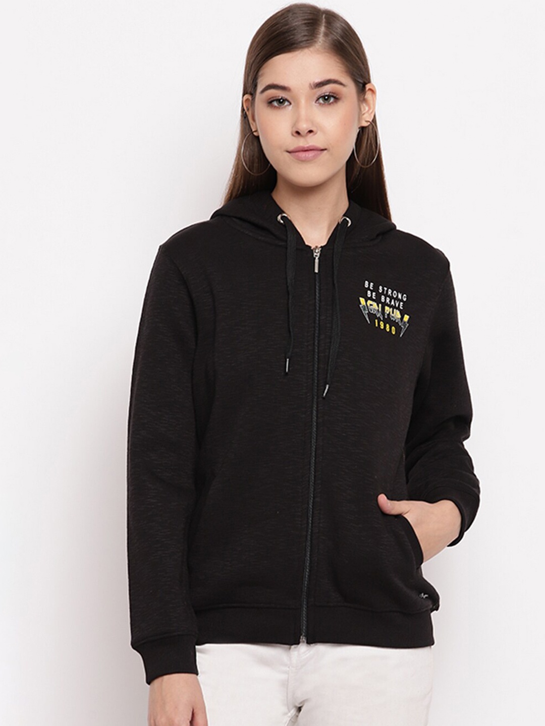 

Miss Grace Women Black Hooded Sweatshirt