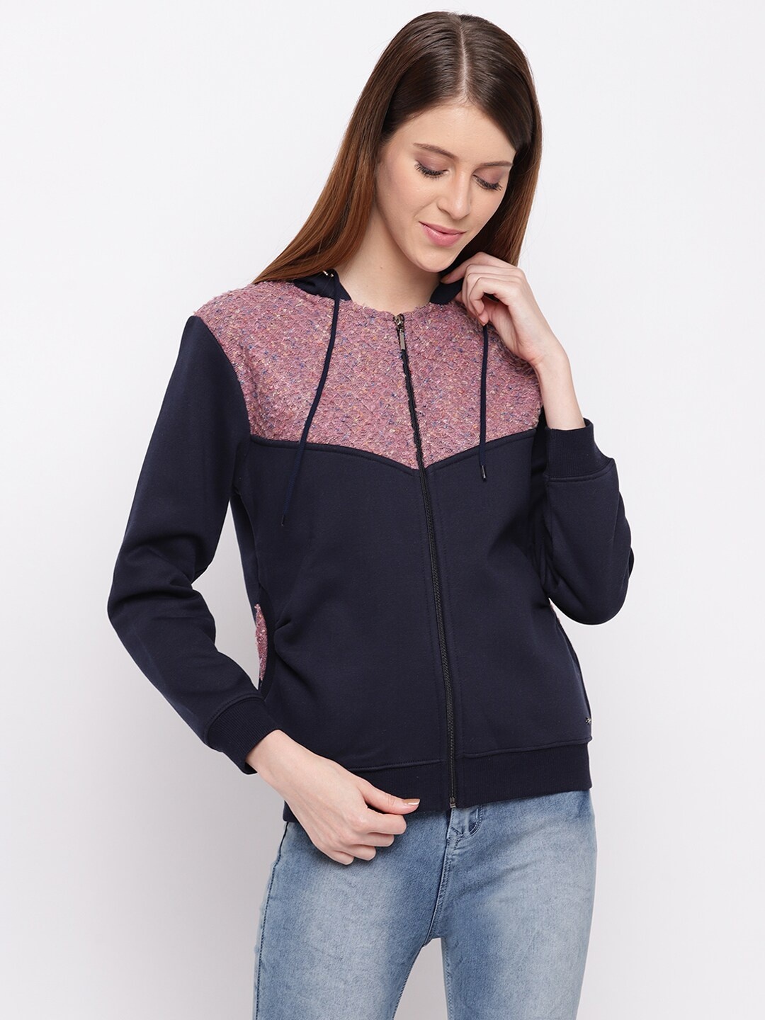 

Miss Grace Women Hooded Cotton Sweatshirt, Navy blue