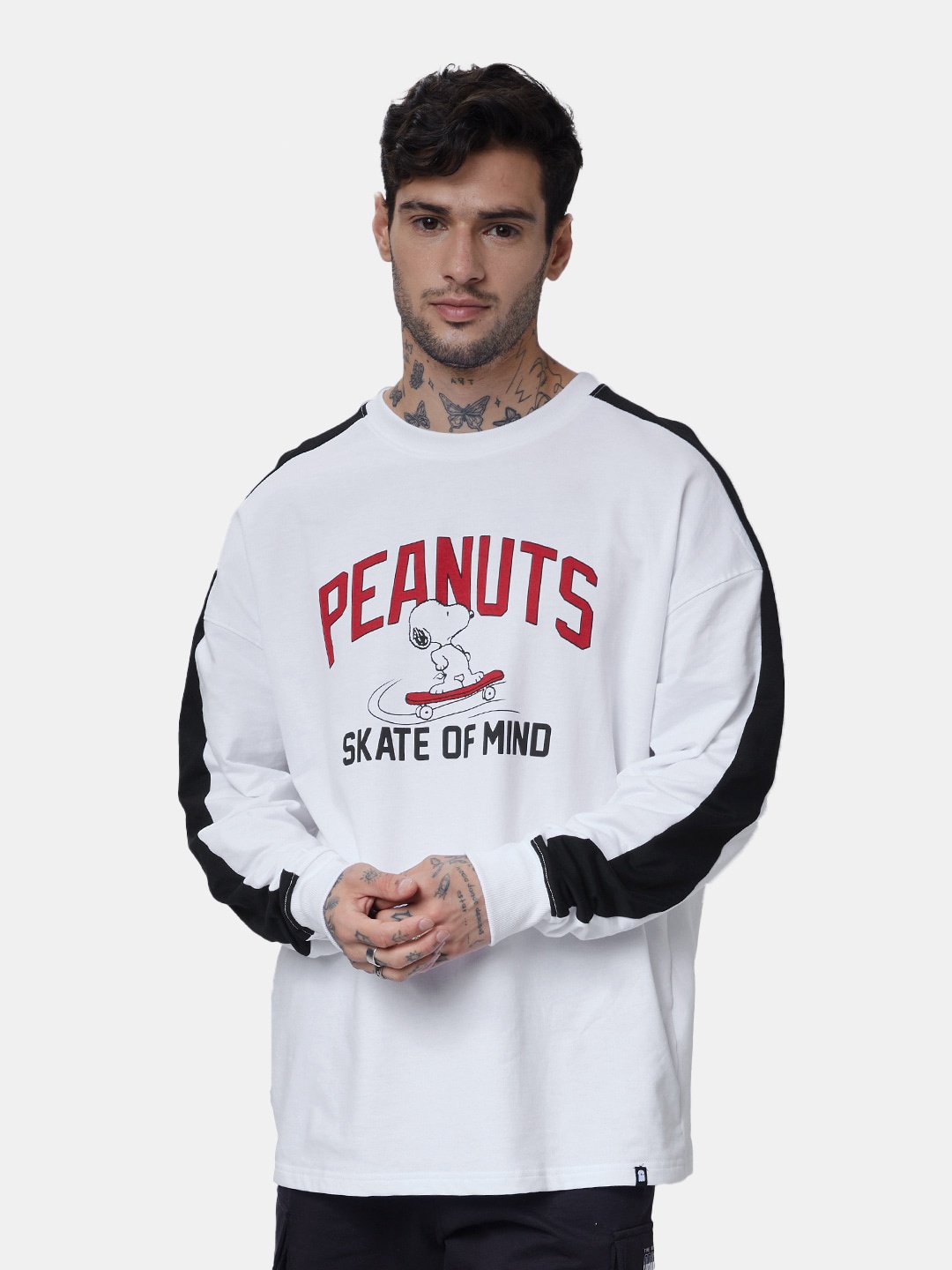 

The Souled Store Men Typography Printed Oversize Cotton Oversized T-Shirt, White