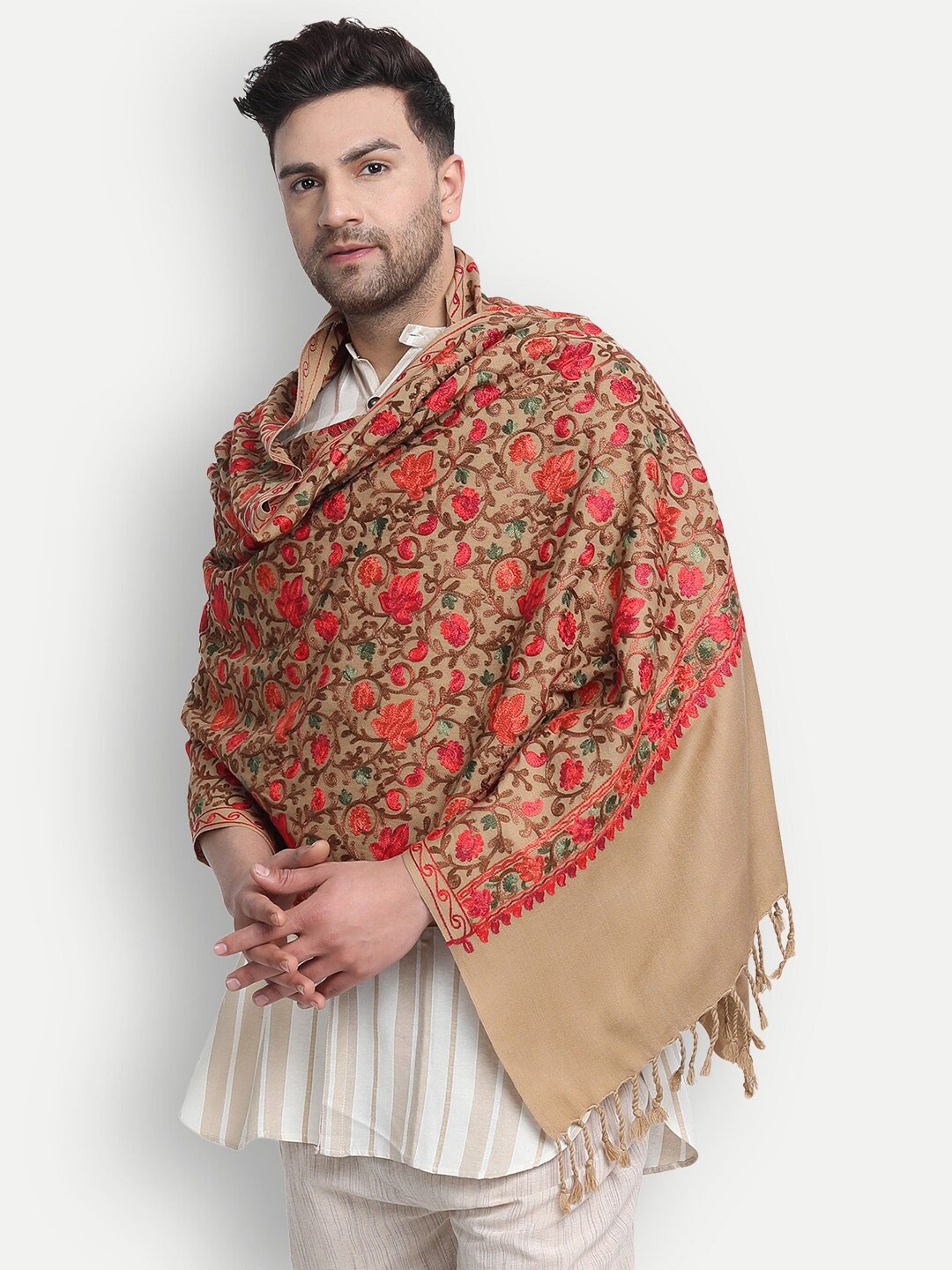 

Zamour Men Embroidered Stole, Brown