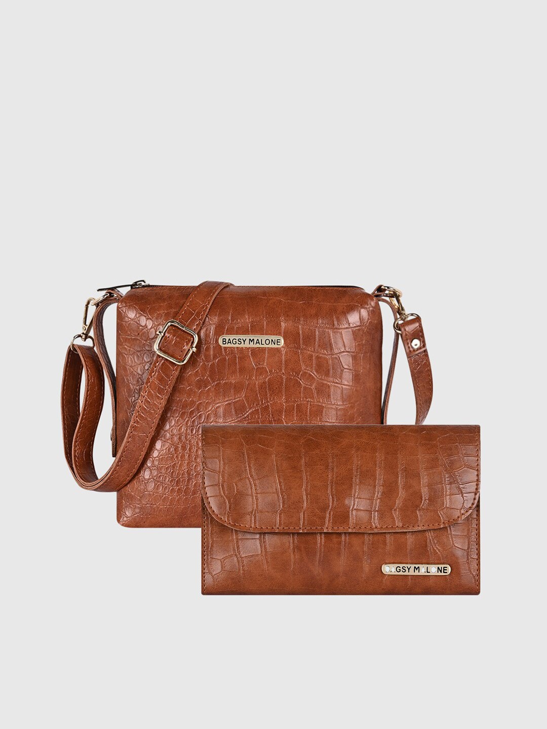 

Bagsy Malone Set of 2 Textured PU Structured Sling Bag, Maroon
