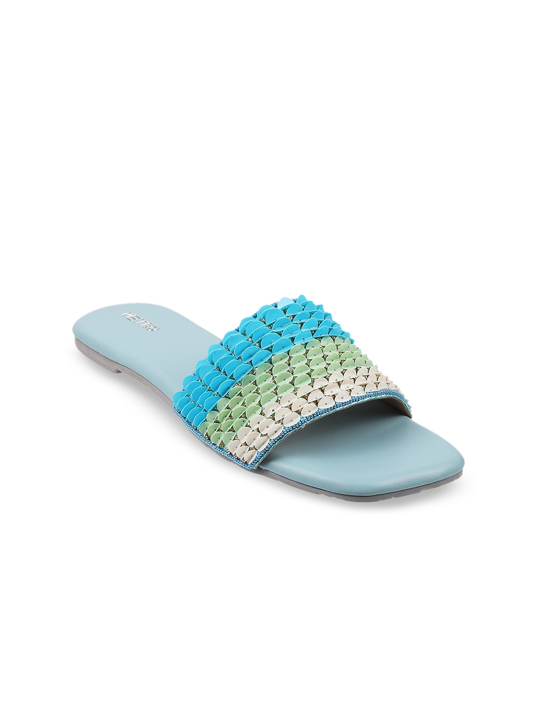 

Metro Women Embellished Open Toe Flats, Blue