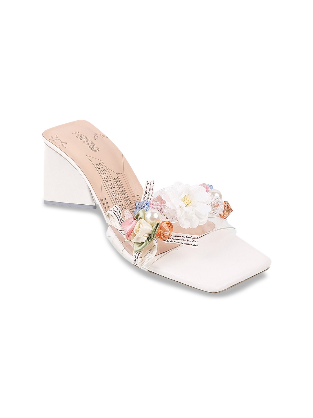 

Metro Embellished Block Heels, White