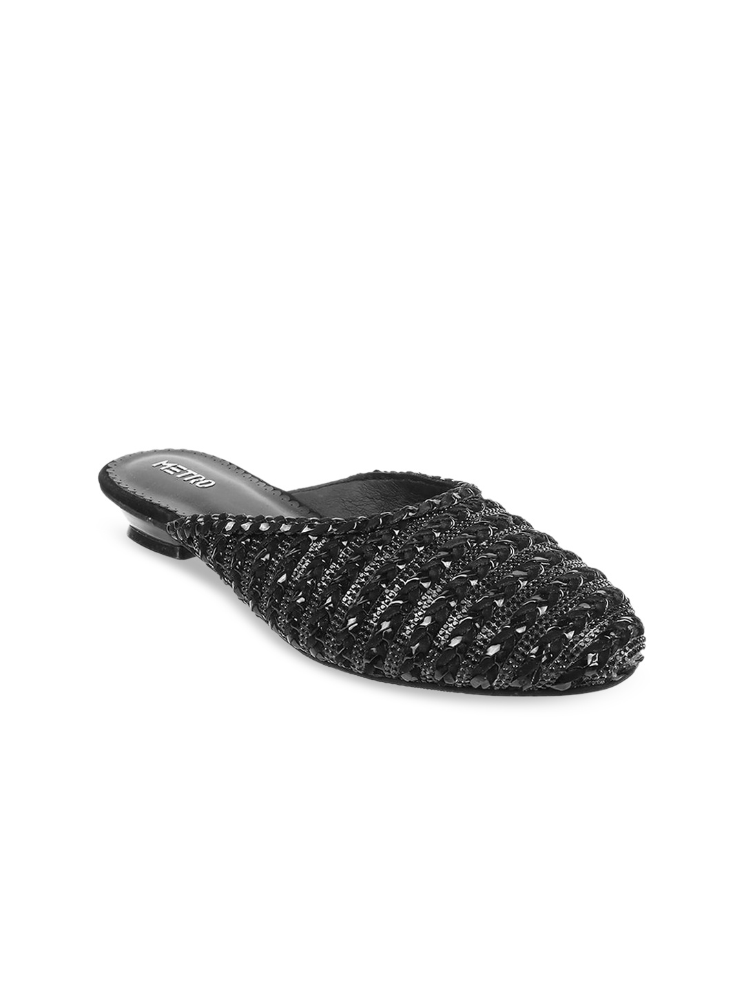 

Metro Women Embellished Ethnic Mules, Black