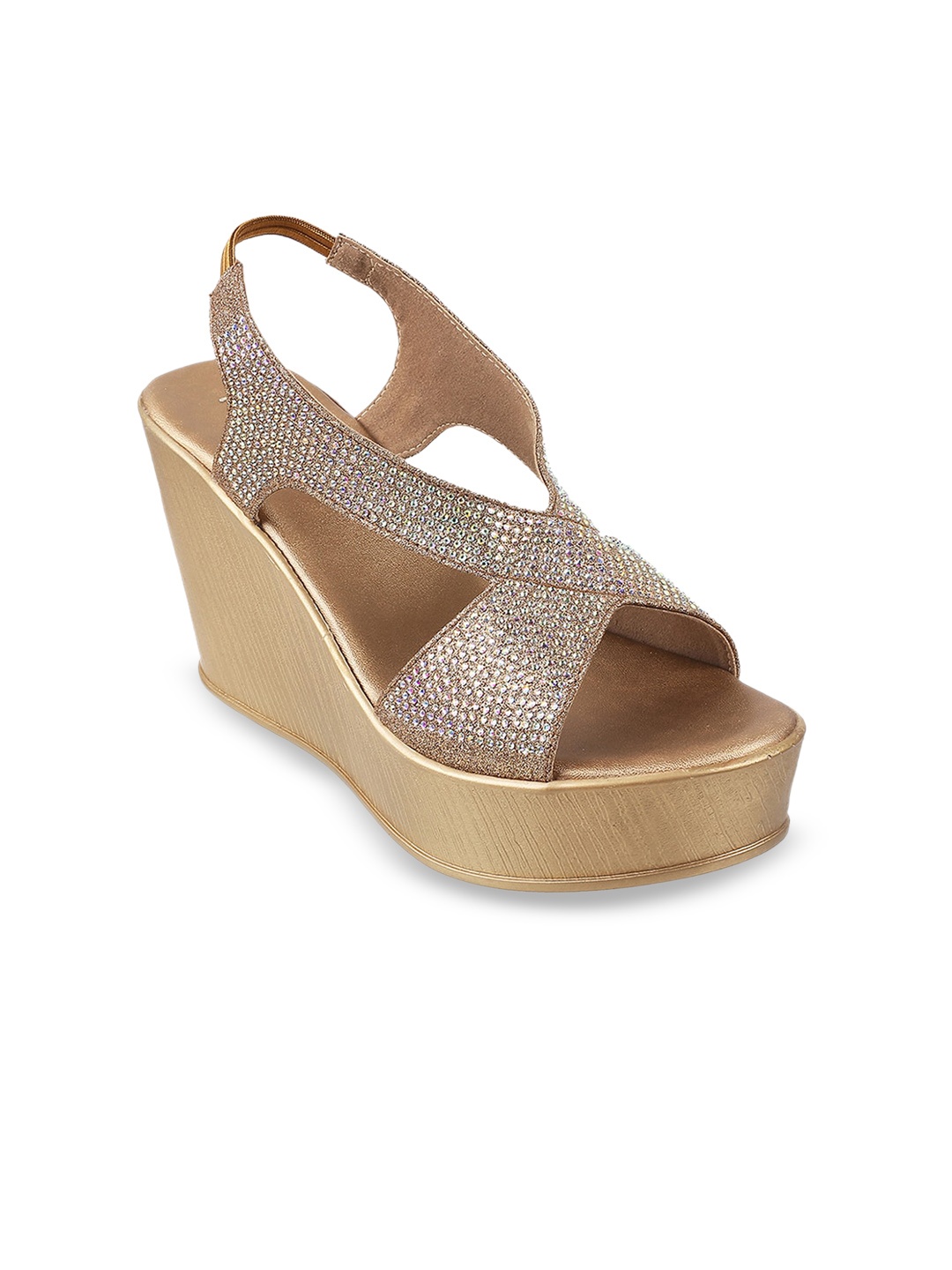 Metro Embellished Platform Heels, Gold