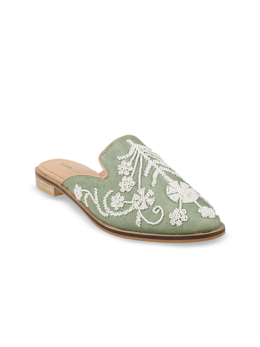 

Metro Women Embroidered Ethnic Mules, Sea green
