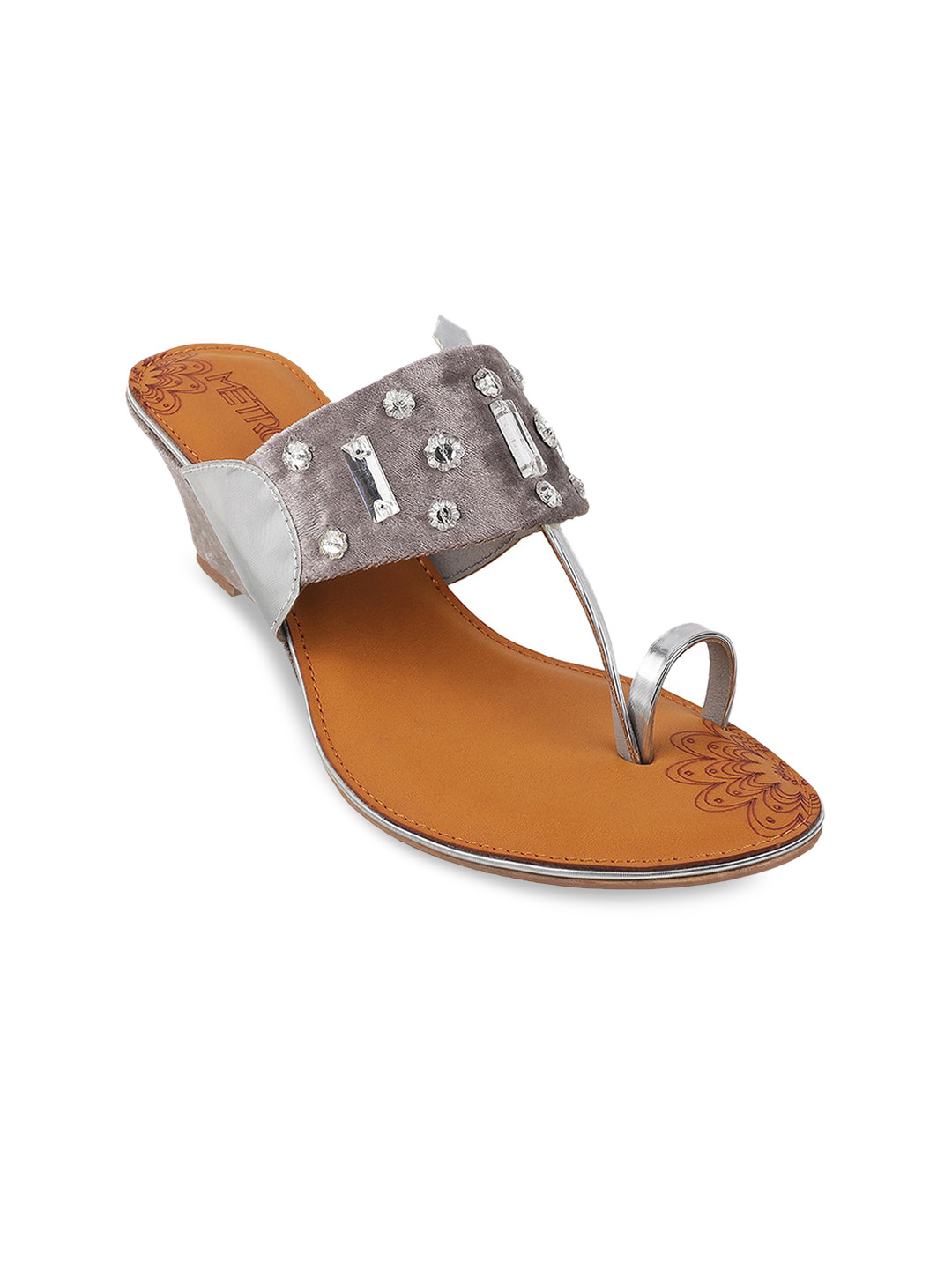

Metro Embellished Wedge Heels, Grey