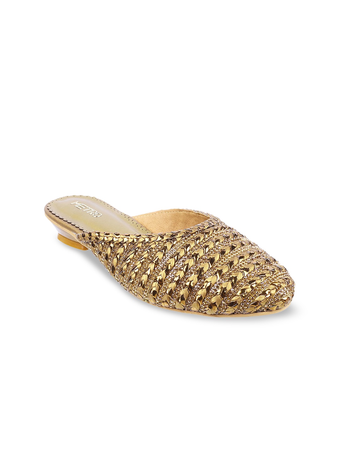 

Metro Women Embellished Ethnic Mules, Gold