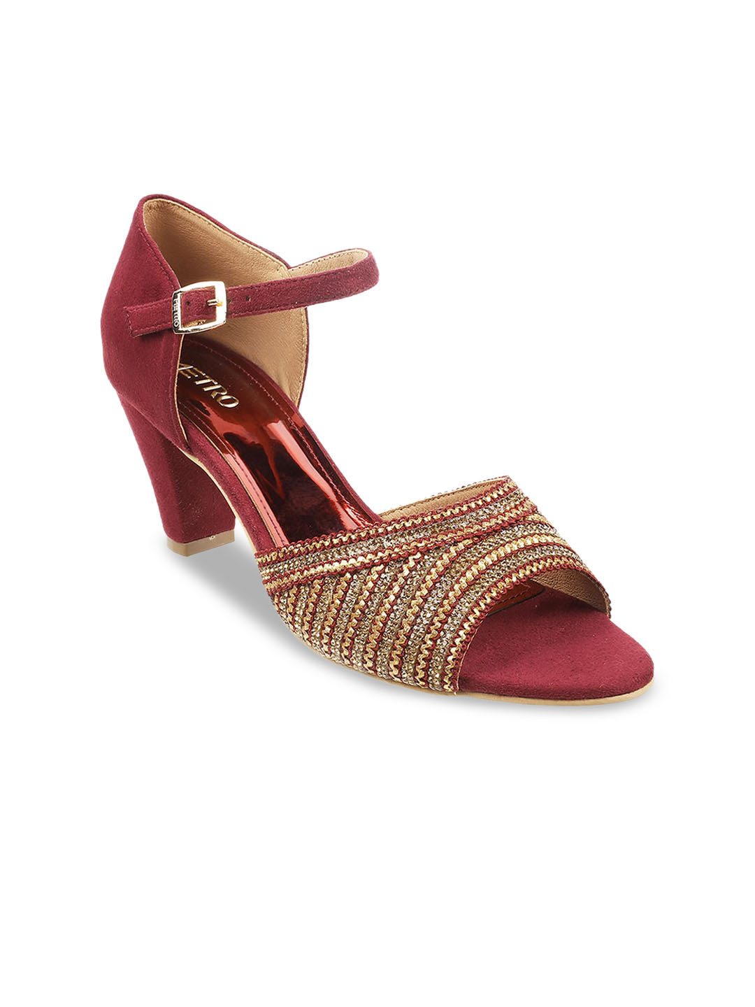 

Metro Embellished Block Heels, Maroon