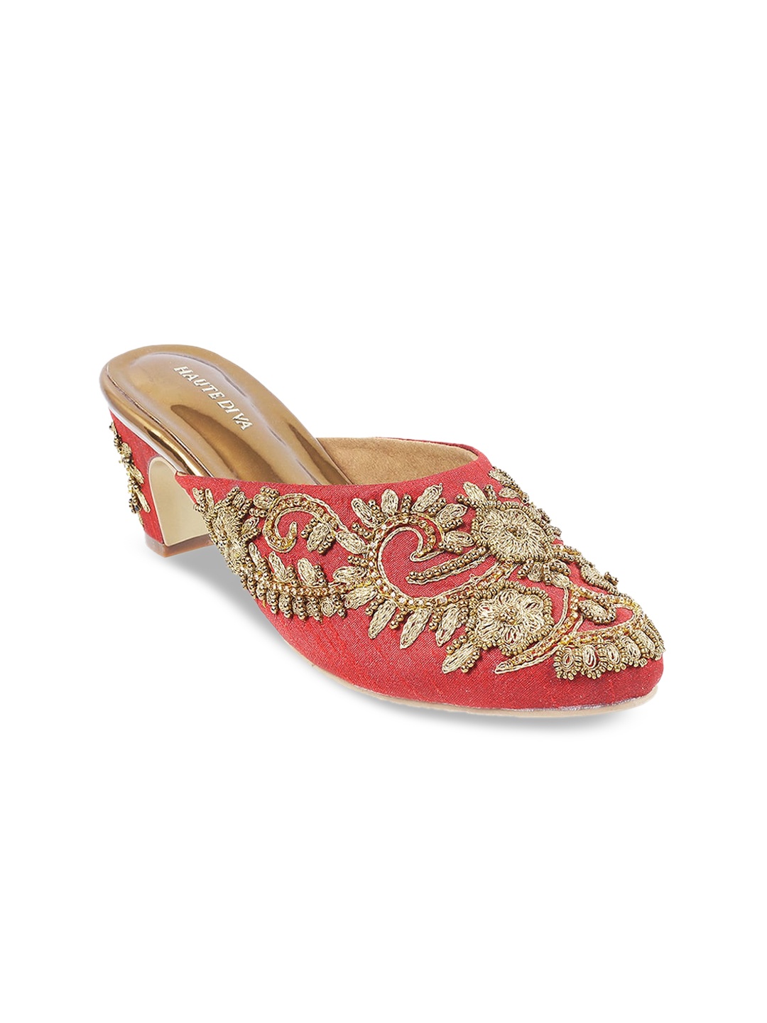 

Mochi Embellished Block Mules, Maroon