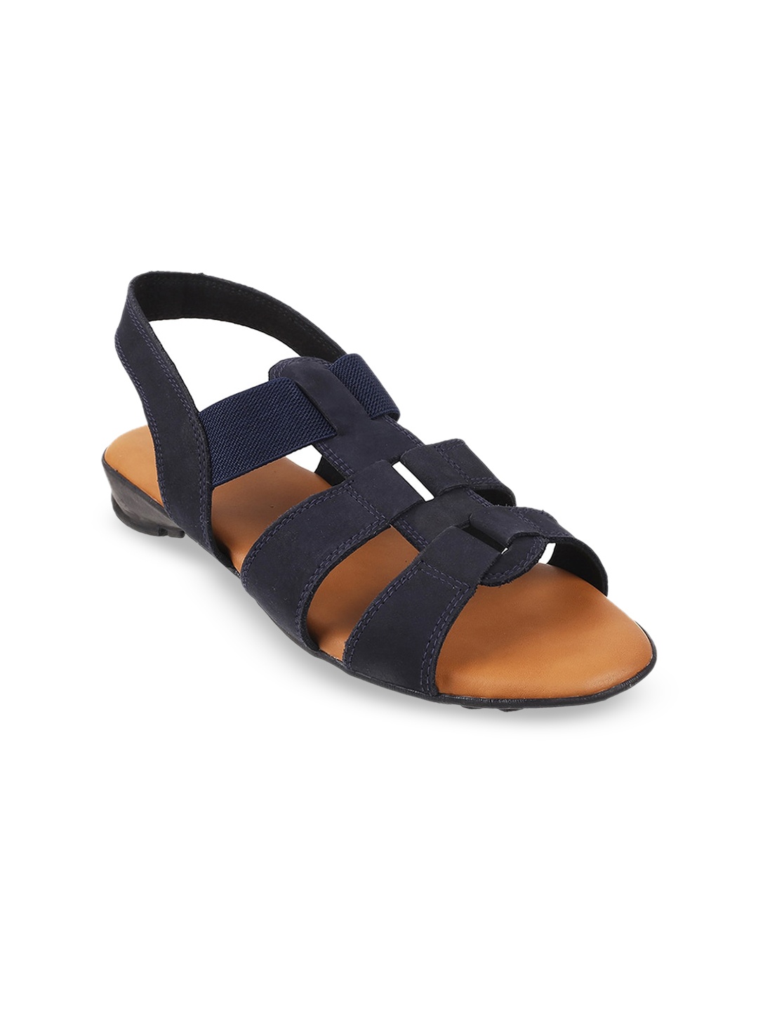 

Mochi Women Open Toe Flats, Navy blue