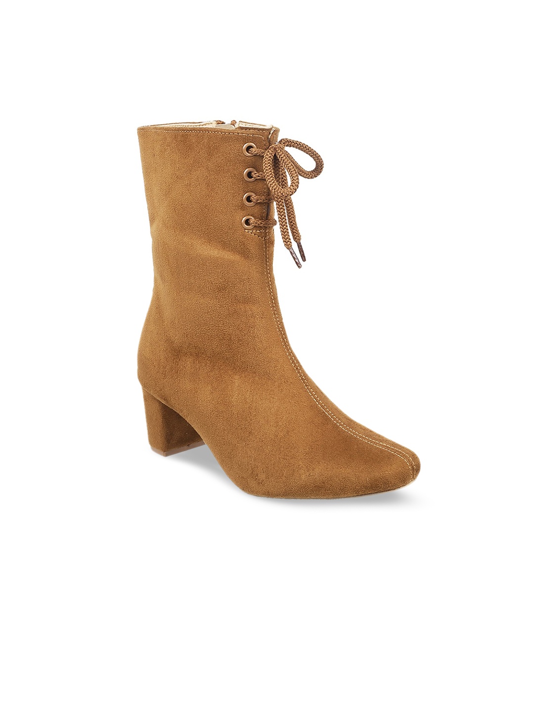

Mochi Women Block Heel Regular Boots, Tan