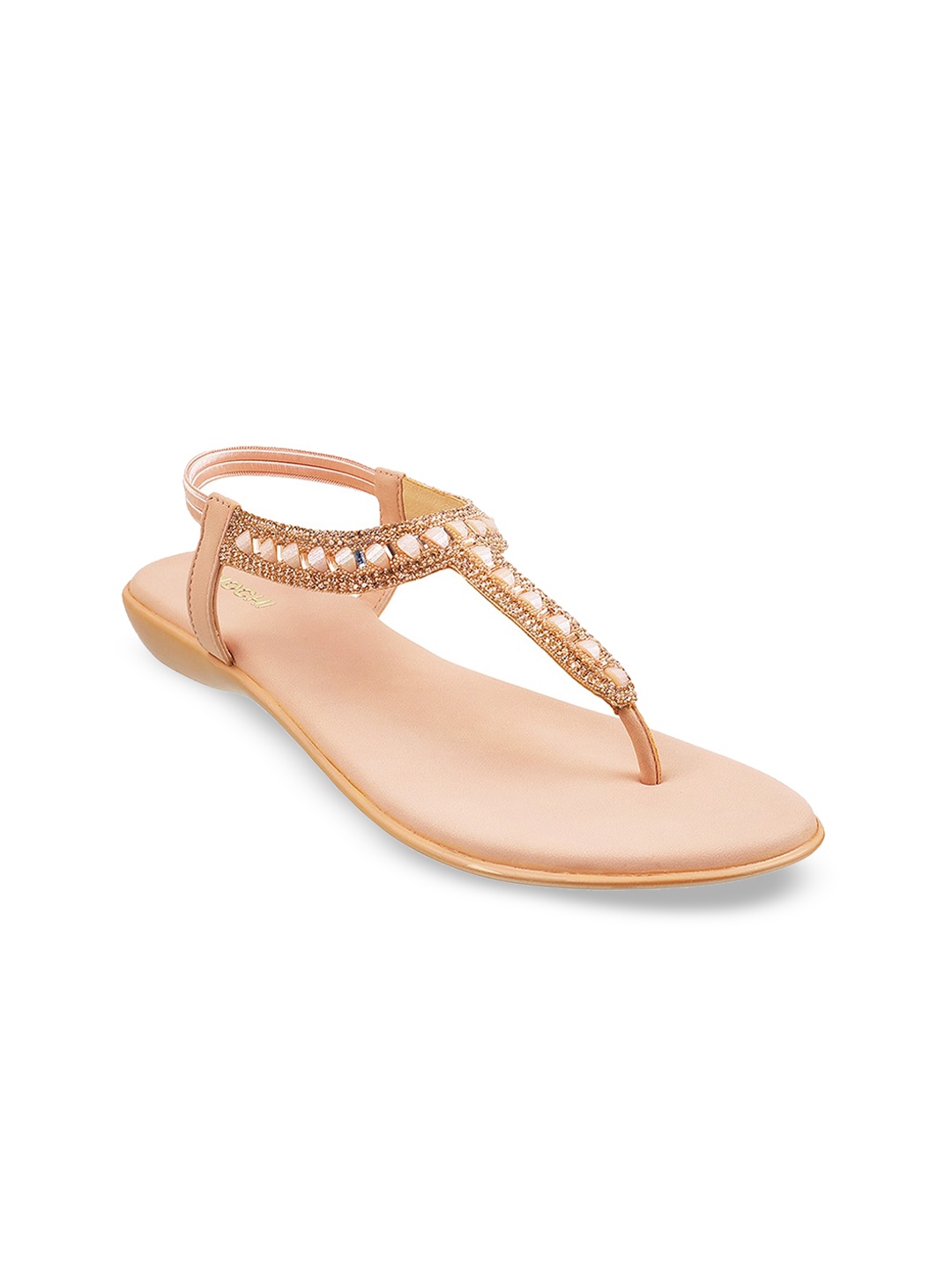 

Mochi Women Embellished T-Strap Flats, Peach