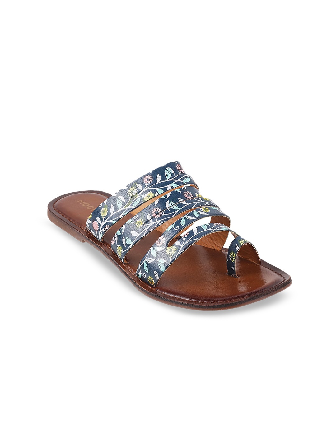 

Mochi Women Printed One Toe Flats, Blue