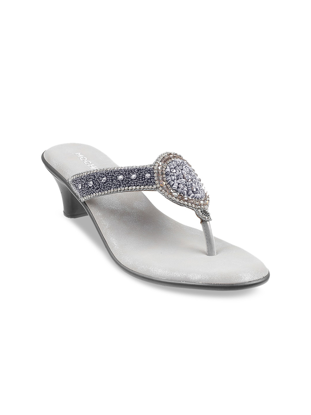 

Mochi Embellished Block Heels, Grey