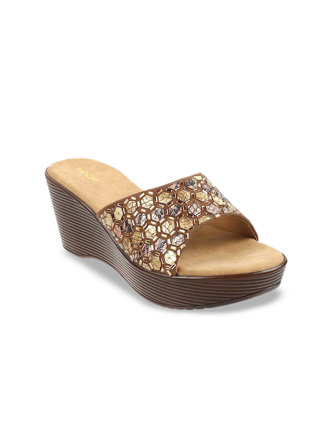 

Mochi Embellished Wedge Heels, Brown