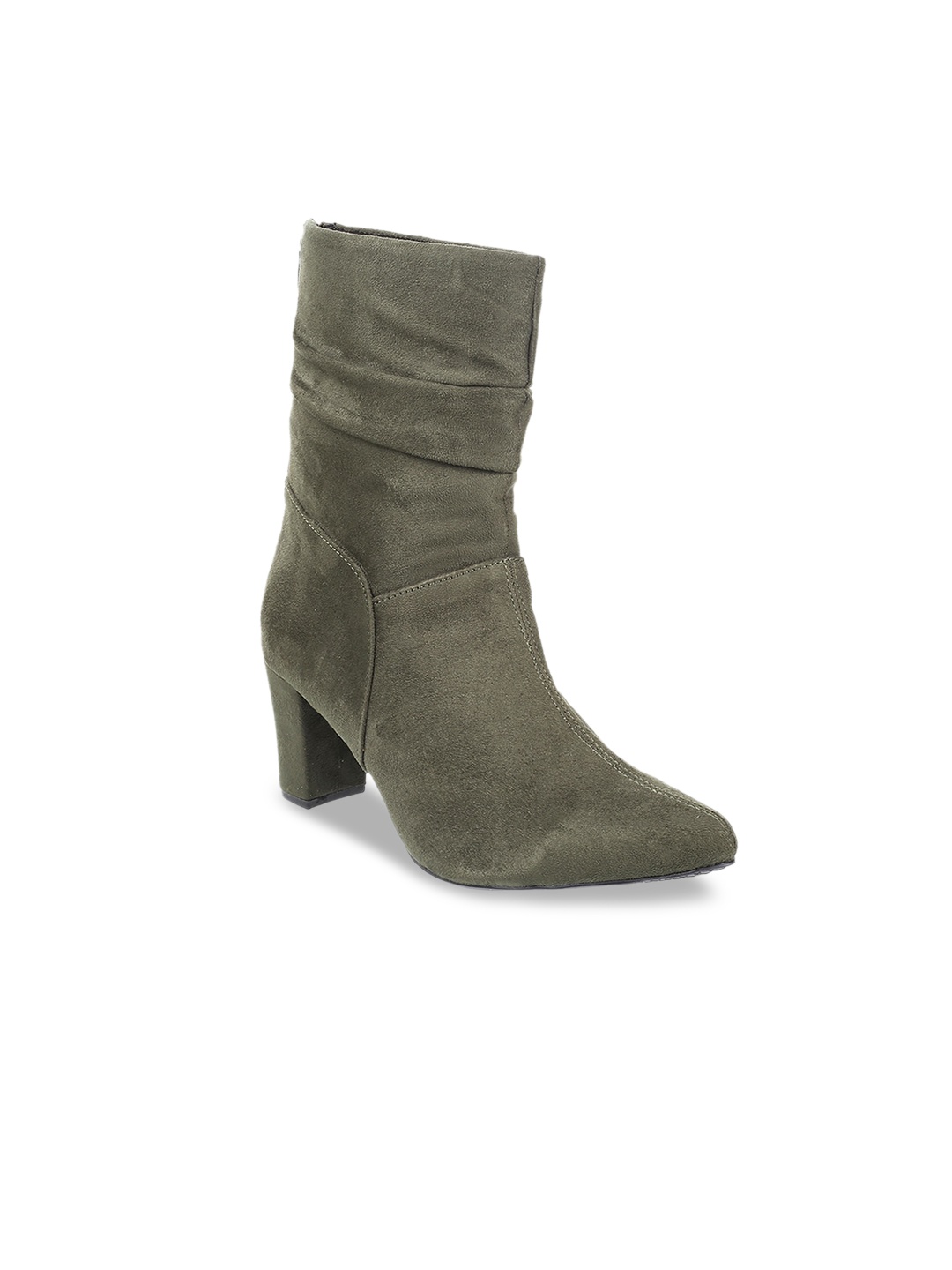 

Mochi Women Block Heel Regular Boots, Olive