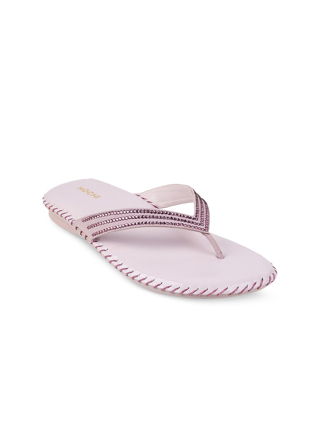 

Mochi Women Embellished T-Strap Flats, Lavender