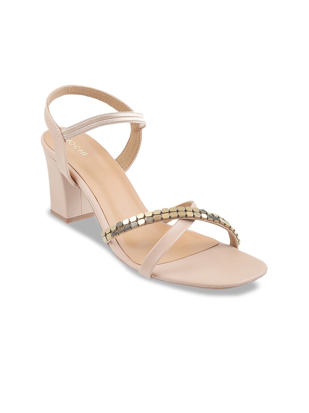 

Mochi Embellished Block Heels, Peach