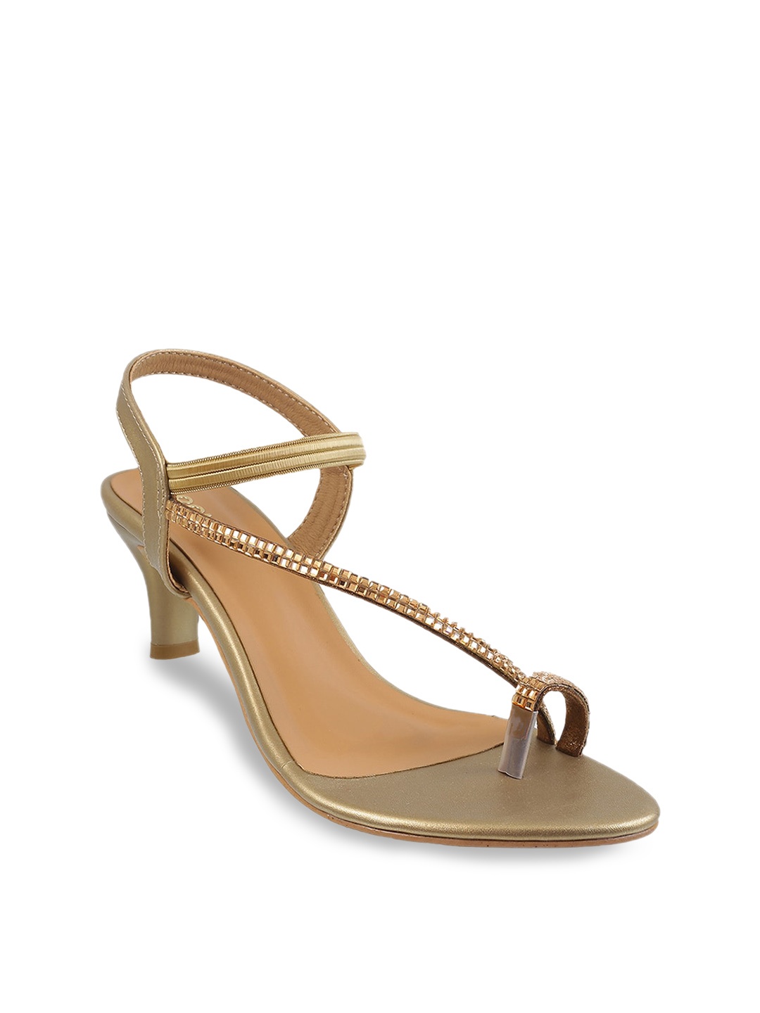 Mochi Embellished Kitten Heels, Gold
