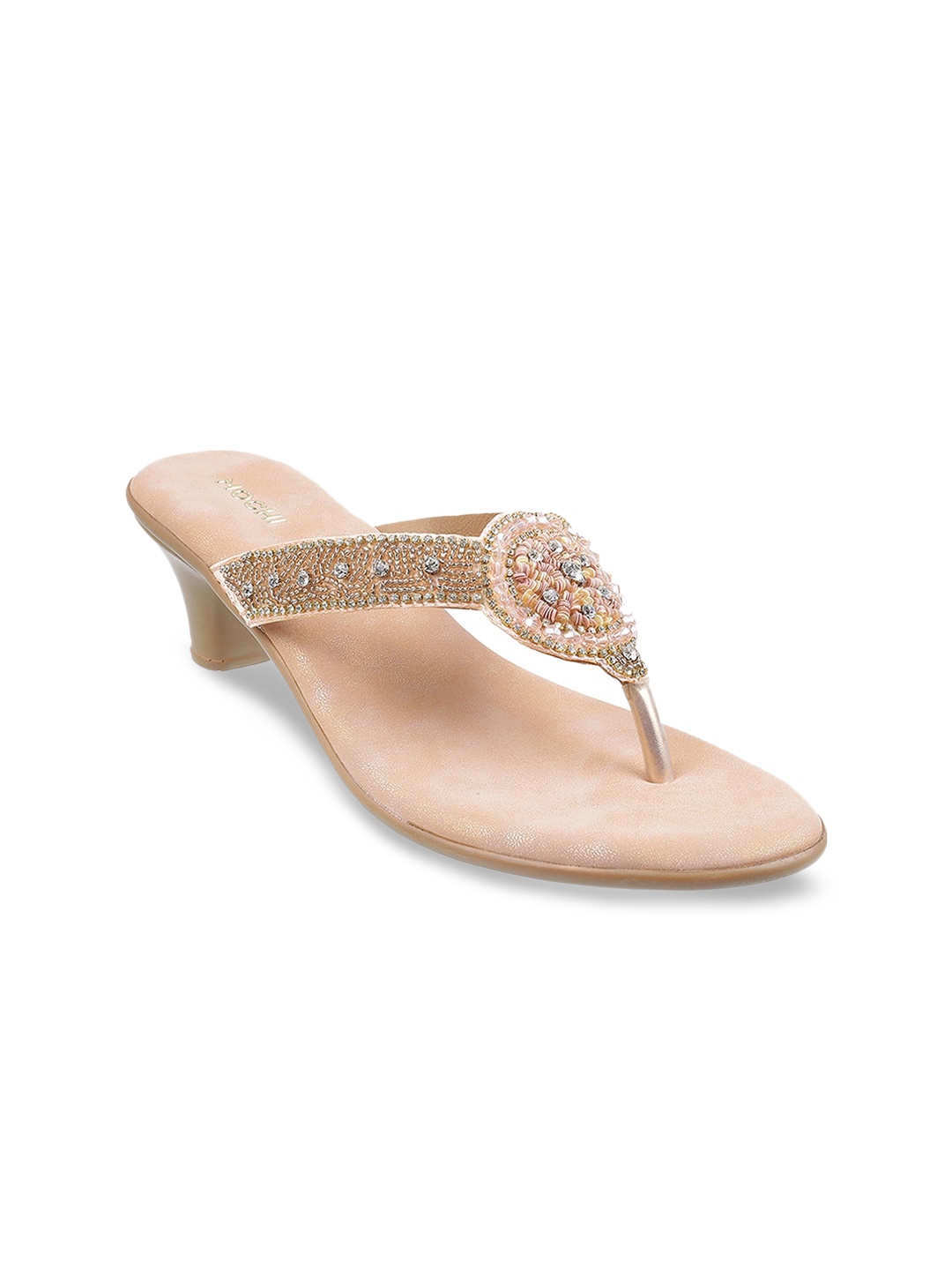 

Mochi Embellished Block Heels, Peach