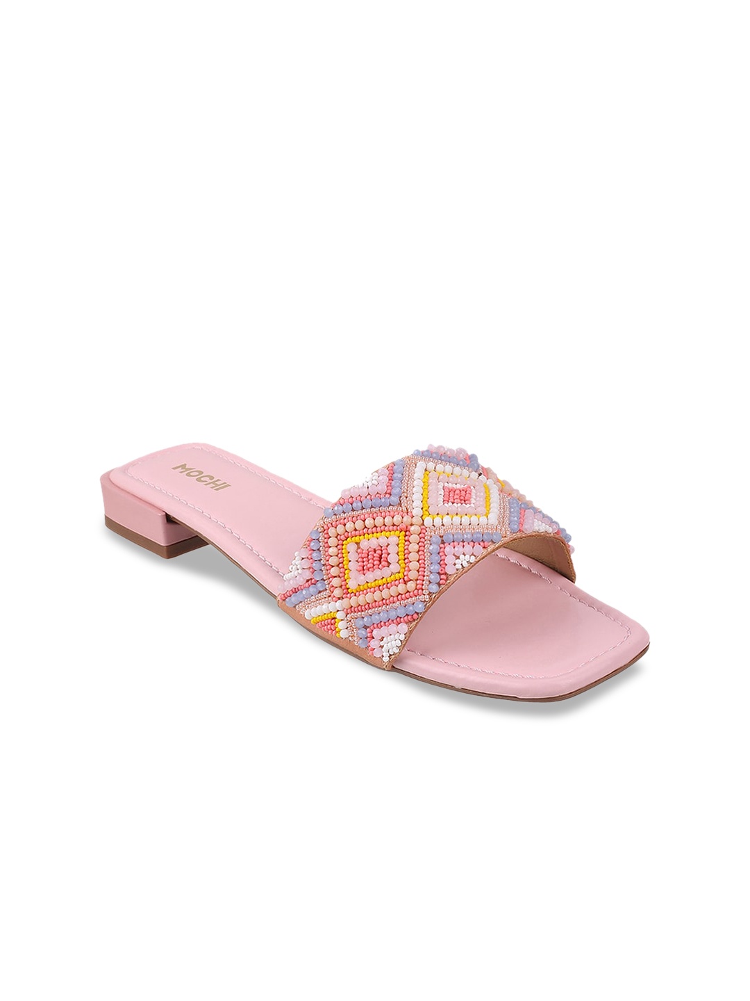 

Mochi Women Embellished Open Toe Flats, Peach