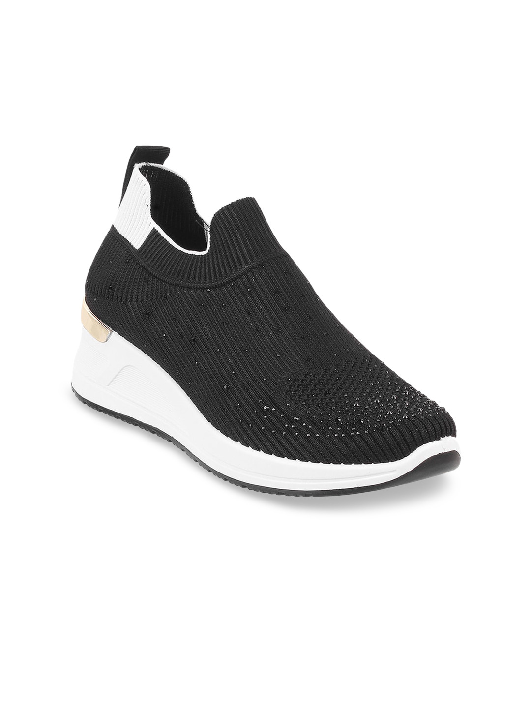 

WALKWAY by Metro Women Woven Design Embellished Slip-On Sneakers, Black