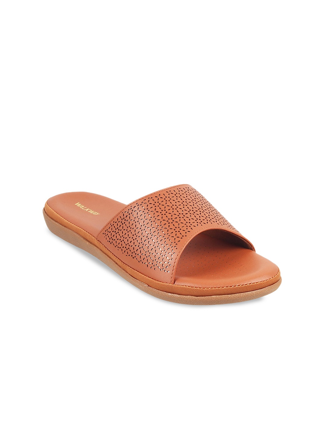 

WALKWAY by Metro Women Laser Cuts Open Toe Flats, Tan