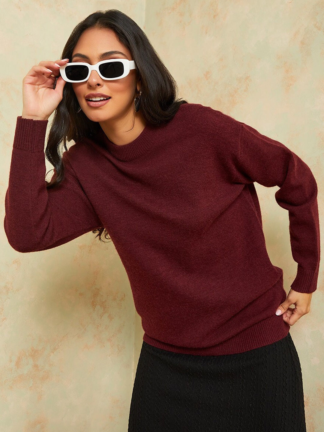 

Styli Women Acrylic Pullover, Burgundy