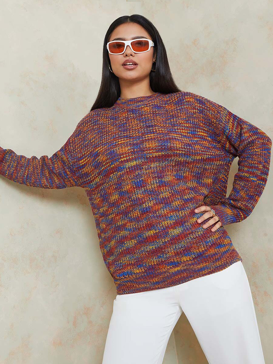 

Styli Women Ribbed Acrylic Pullover, Red