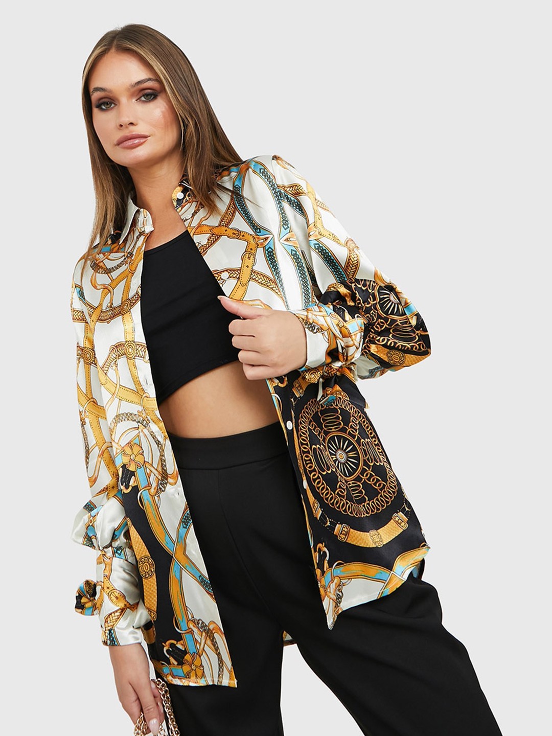 

Styli Women Printed Casual Shirt, White